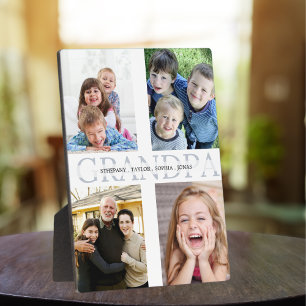 Collage of 4 photos grandchildren for grandfather plaque