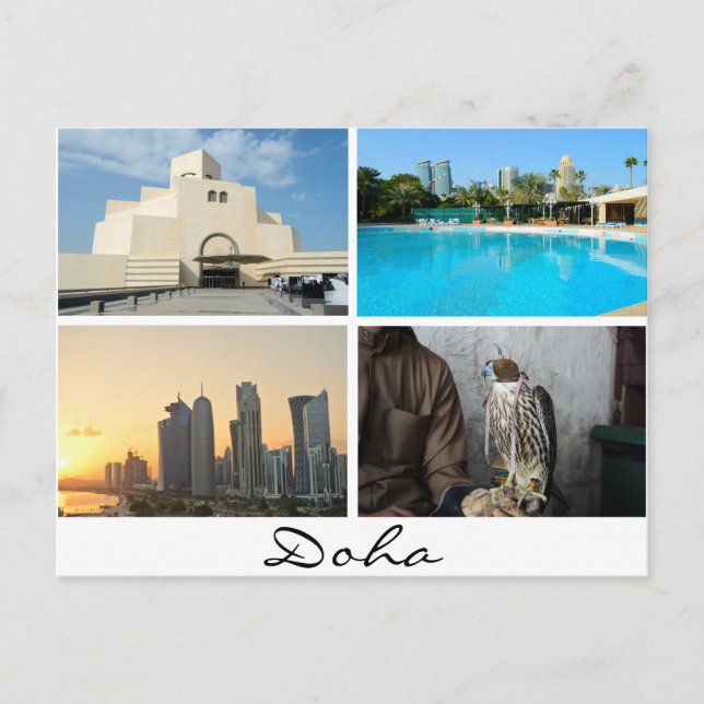 Collage of 4 photos in Doha postcard (Front)