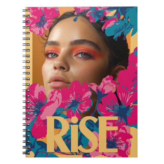 Collage of a woman with vibrant flowers notebook (Front)