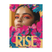 Collage of a woman with vibrant flowers