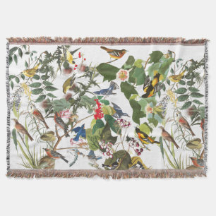 Collage of Birds Audubon Wildlife Throw Blanket
