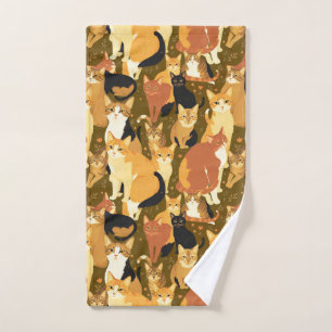 Collage of Cats in Brown, Tan and Rust Bath Towel Set