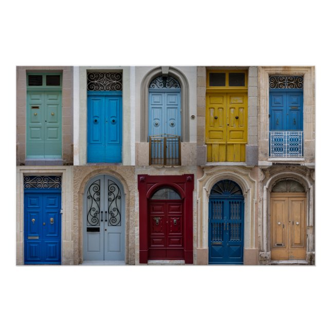 Collage of colorful front doors poster (Front)