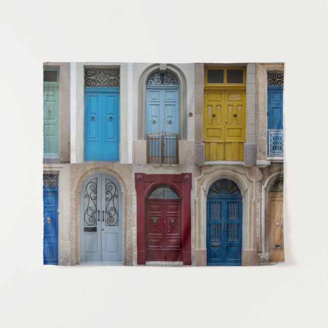 Collage of colorful front doors tapestry (Front (Horizontal))