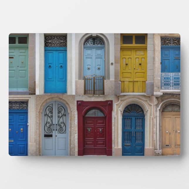Collage of colourful front doors plaque (Front)