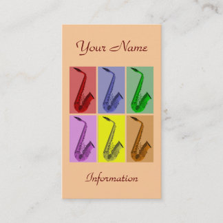 Collage of Colourful Saxophones Business Card