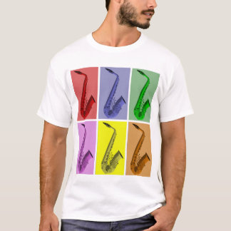 Collage of Colourful Saxophones Music T Shirt