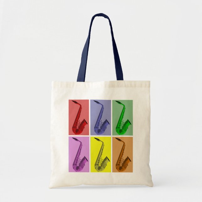Collage of Colourful Saxophones Pattern Tote Bag (Front)