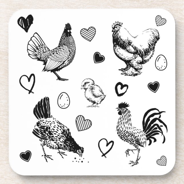 Collage of Cute Chickens Coaster (Front)