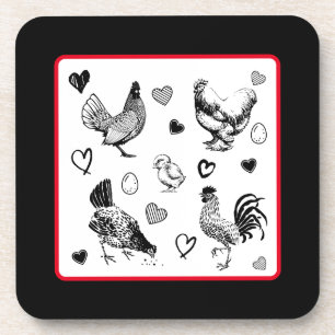 Collage of Cute Chickens Coaster