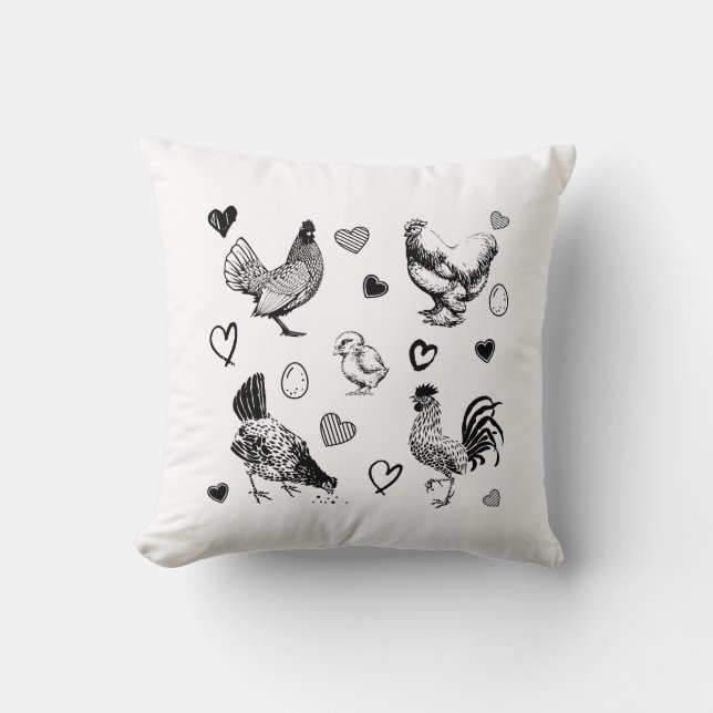 Collage of Cute Chickens Cushion (Front)