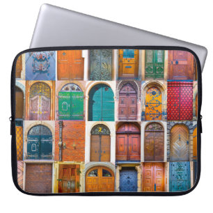 Collage of mediaeval front doors at Prague,  Czech Laptop Sleeve
