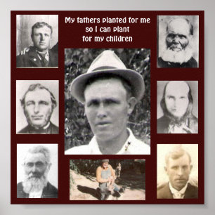 Collage of Photos of Fathers Planted for Me Red Poster