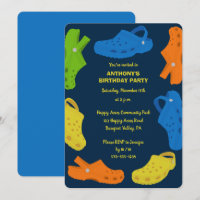 Collage of Plastic Shoes Navy Blue Birthday Party