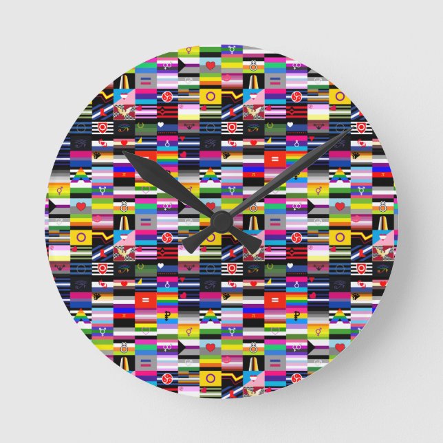 Collage of Pride Flags Round Clock (Front)
