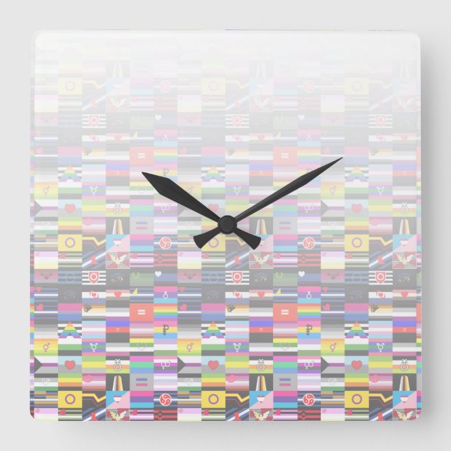 Collage of Pride Flags Square Wall Clock (Front)