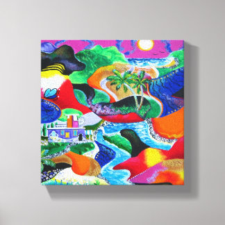 Collage of Puerto Rico Tropical Caribbean Art Canvas Print