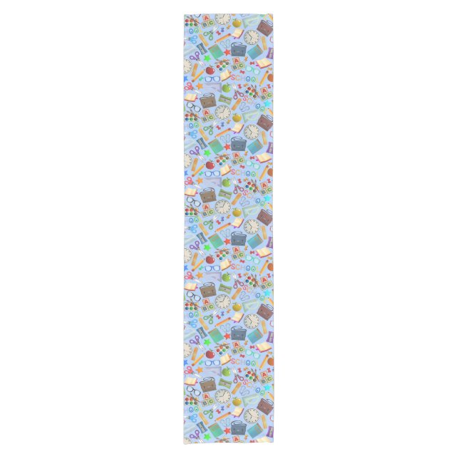 Collage of School Supplies Short Table Runner (Front)