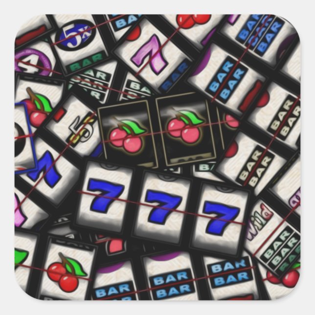 Collage of Slot Machine Reels Square Sticker (Front)