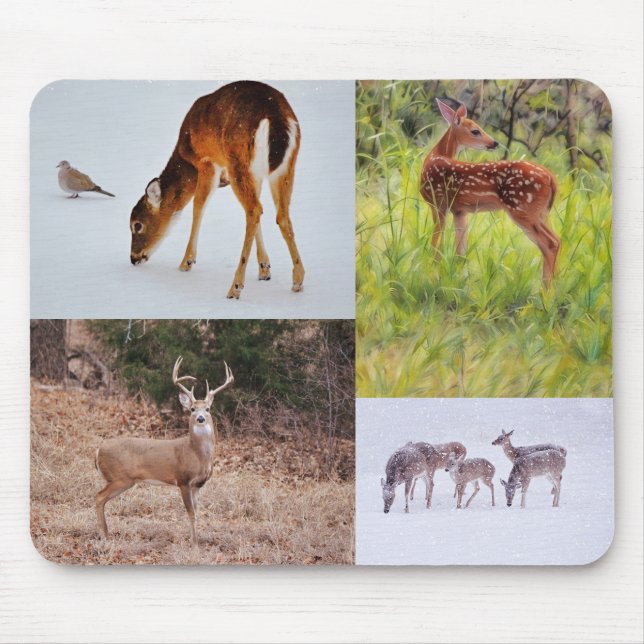 Collage of Wild Deer in Texas Seasonal Mouse Pad (Front)