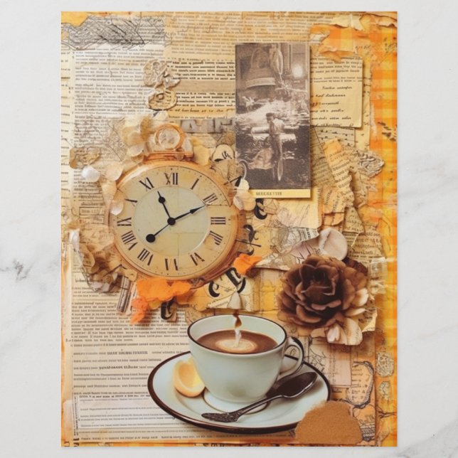Collage Old paper clippings orange wash (Front)
