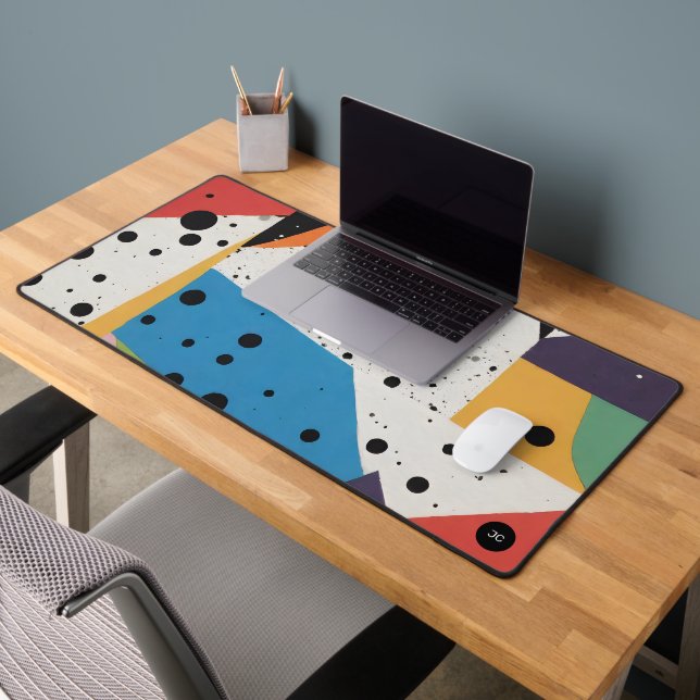 Collage Paper Black Dots Desk Mat (Office 2)