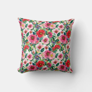 Collage, pattern of painted flowers, watercolor 2 cushion