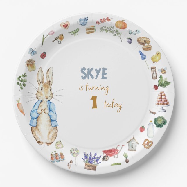 Collage Peter the Rabbit Paper Plate (Front)