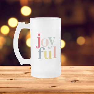 Collage Photo And Colourful Joyful   Holiday Gift Frosted Glass Beer Mug