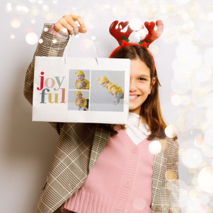 Collage Photo And Colourful Joyful Holiday Gift Large Gift Bag