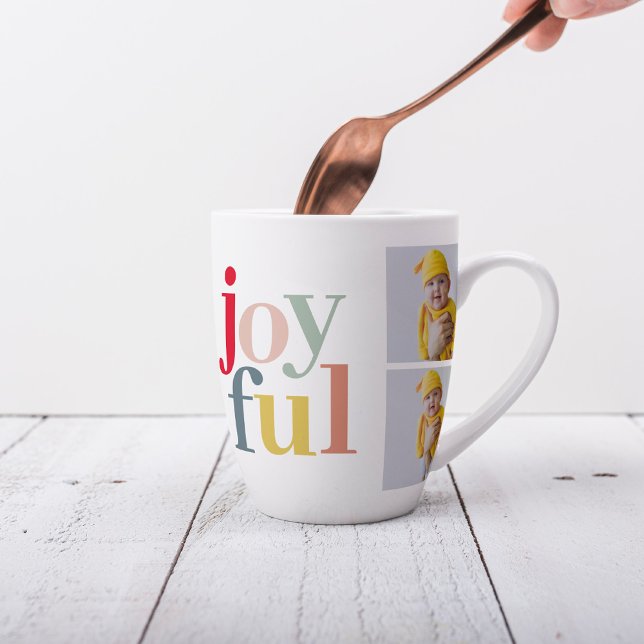Collage Photo And Colourful Joyful | Holiday Gift Latte Mug (Creator Uploaded)