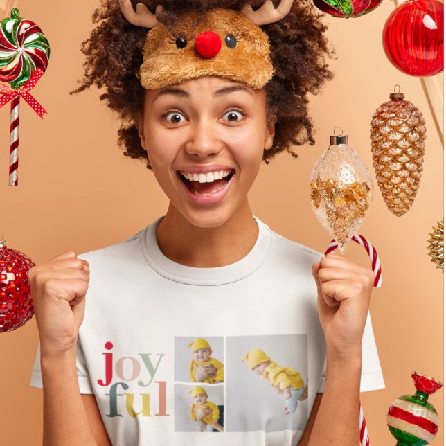 Collage Photo And Colourful Joyful | Holiday Gift T-Shirt (Creator Uploaded)