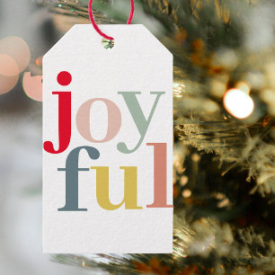 Collage Photo And Colourful Joyful Holiday Gift Tags