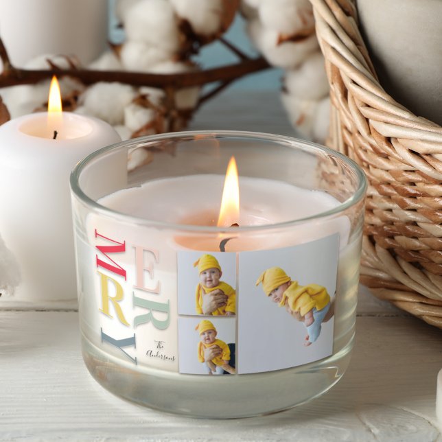 Collage Photo And Colourful Merry | Happy Holiday Rectangular Sticker (Creator Uploaded)