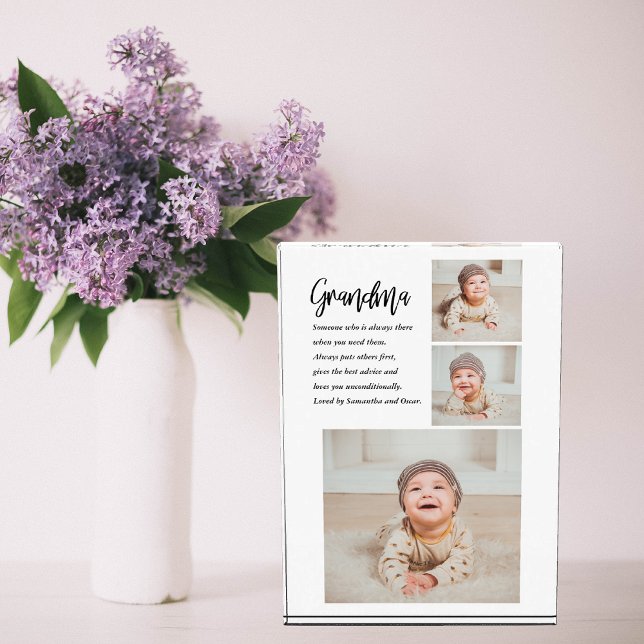 Collage Photo & Best Grandma Ever Best Beauty Gift Block (Creator Uploaded)