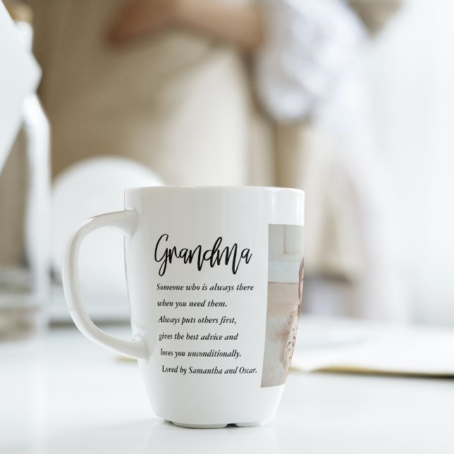 Collage Photo & Best Grandma Ever Best Beauty Gift Latte Mug (Creator Uploaded)