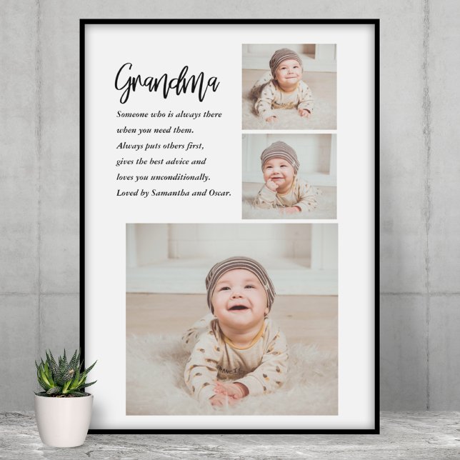 Collage Photo & Best Grandma Ever Best Beauty Gift Poster (Creator Uploaded)