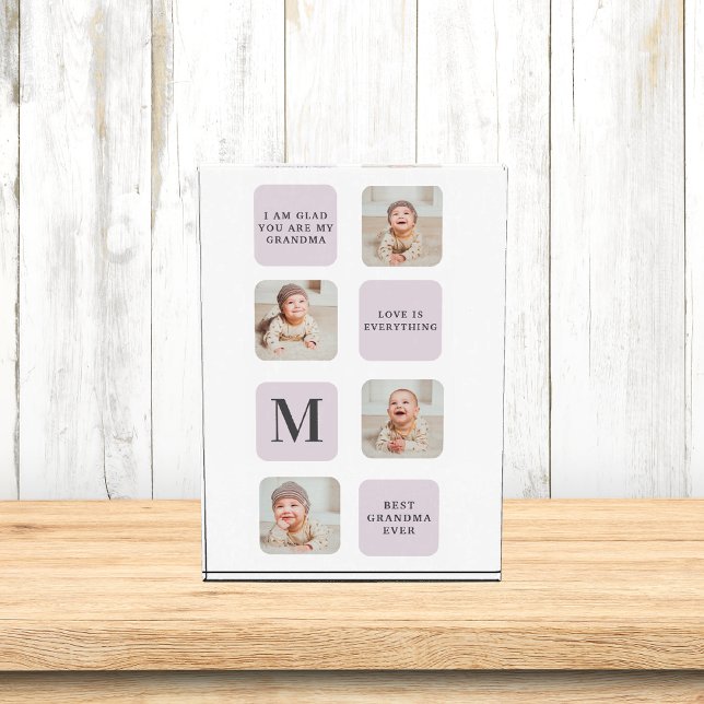 Collage Photo & Best Grandma Ever Best Purple Gift Block (Creator Uploaded)