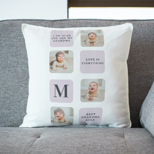 Collage Photo & Best Grandma Ever Best Purple Gift Cushion