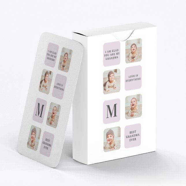 Collage Photo & Best Grandma Ever Best Purple Gift Playing Cards (Creator Uploaded)