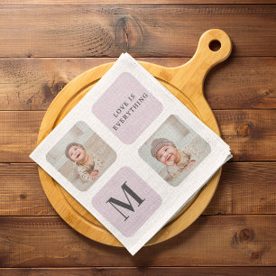 Collage Photo & Best Grandma Ever Best Purple Gift Tea Towel