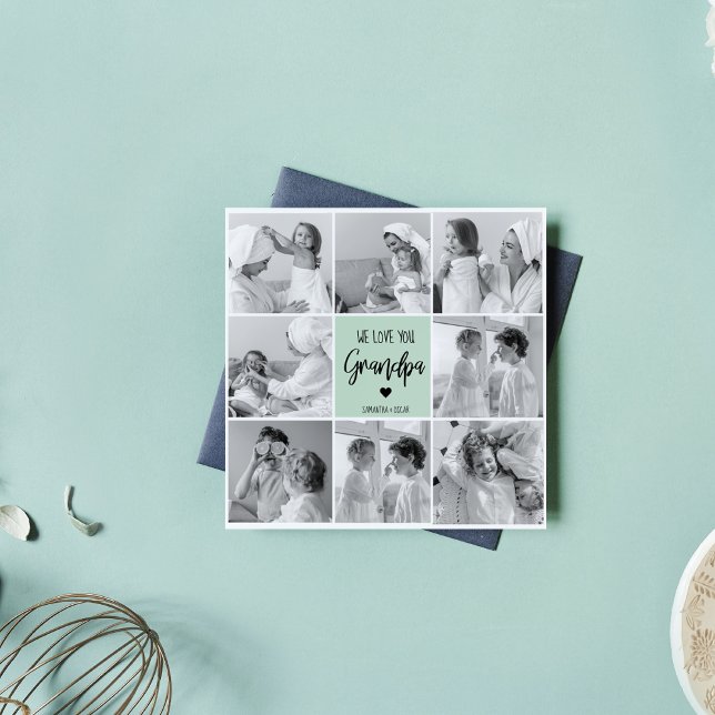 Collage Photo Best Grandpa Ever Pastel Mint Gift (Creator Uploaded)