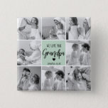 Collage Photo Best Grandpa Ever Pastel Mint Gift 15 Cm Square Badge<br><div class="desc">This beautiful collage photo is the perfect way to express your love for your grandpa. Featuring the heartfelt message "We love you grandpa" in elegant lettering against a soothing pastel mint background, this piece captures the warmth and affection you feel for your grandpa. The collage design allows you to include...</div>