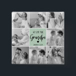 Collage Photo Best Grandpa Ever Pastel Mint Gift 15 Cm Square Badge<br><div class="desc">This beautiful collage photo is the perfect way to express your love for your grandpa. Featuring the heartfelt message "We love you grandpa" in elegant lettering against a soothing pastel mint background, this piece captures the warmth and affection you feel for your grandpa. The collage design allows you to include...</div>