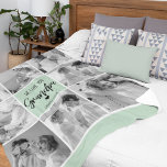 Collage Photo Best Grandpa Ever Pastel Mint Gift Fleece Blanket<br><div class="desc">This beautiful collage photo is the perfect way to express your love for your grandpa. Featuring the heartfelt message "We love you grandpa" in elegant lettering against a soothing pastel mint background, this piece captures the warmth and affection you feel for your grandpa. The collage design allows you to include...</div>