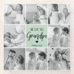 Collage Photo Best Grandpa Ever Pastel Mint Gift Glass Coaster<br><div class="desc">This beautiful collage photo is the perfect way to express your love for your grandpa. Featuring the heartfelt message "We love you grandpa" in elegant lettering against a soothing pastel mint background, this piece captures the warmth and affection you feel for your grandpa. The collage design allows you to include...</div>