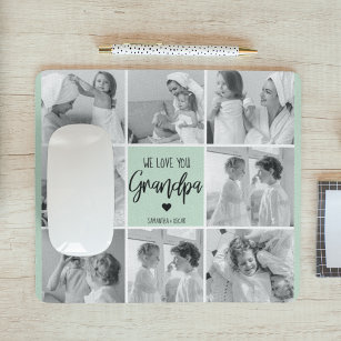Collage Photo Best Grandpa Ever Pastel Mint Gift Mouse Pad