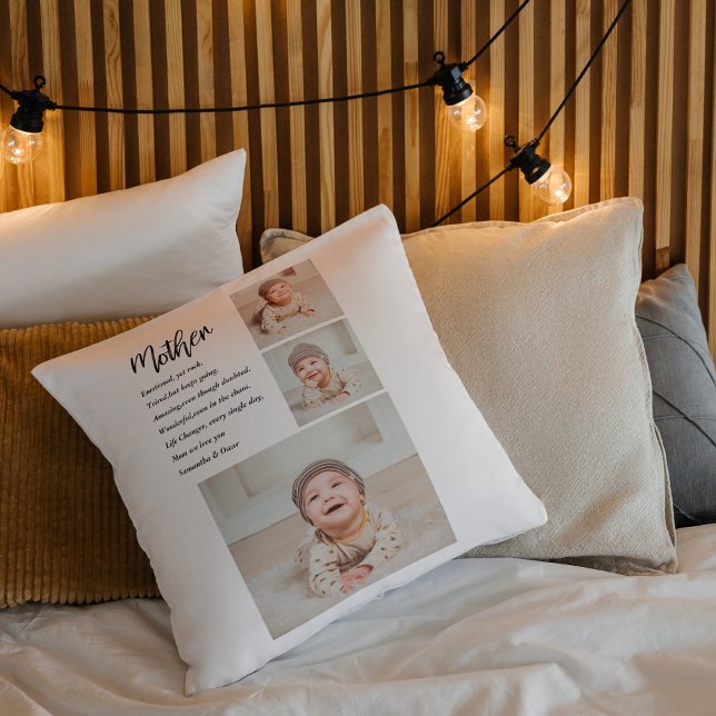 Collage Photo & Best Mother Quote Lovely Gift Cushion (Creator Uploaded)