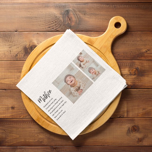 Collage Photo & Best Mother Quote Lovely Gift Tea Towel (Creator Uploaded)