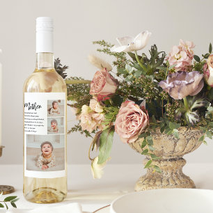 Collage Photo & Best Mother Quote Lovely Gift Wine Label